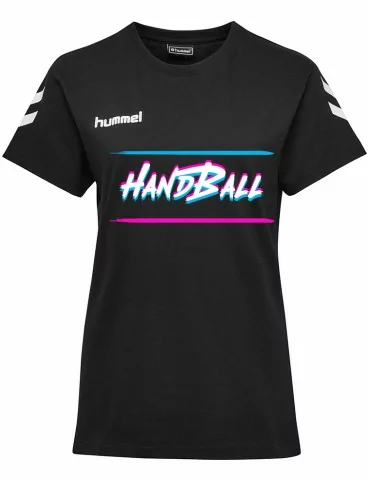 Tee Handball Miami Femme Hummel Noir | Le spécialiste handball espace-handball.com