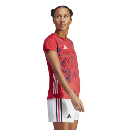 Maillot Entraînement Équipe de France Féminine Rouge FFHB Adidas | Le spécialiste handball espace-handball.com