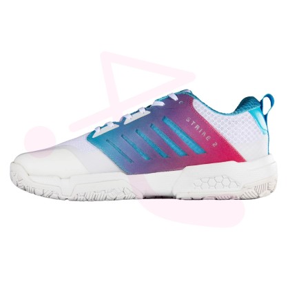 Chaussures Strike 2 Salming Blanc/Rose/Bleu - Espace-Handball.com