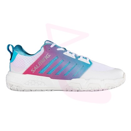 Chaussures Strike 2 Salming Blanc/Rose/Bleu - Espace-Handball.com