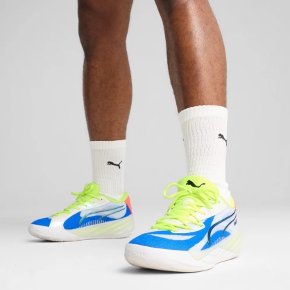 Chaussures All Pro Nitro Puma Blanc/Jaune Fluo - Espace-Handball.com