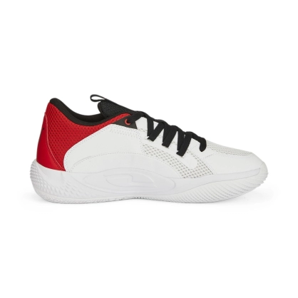 Chaussures Court Rider Puma Blanc Rouge - Espace-Handball.com