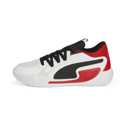 Chaussures Court Rider Puma Blanc Rouge - Espace-Handball.com