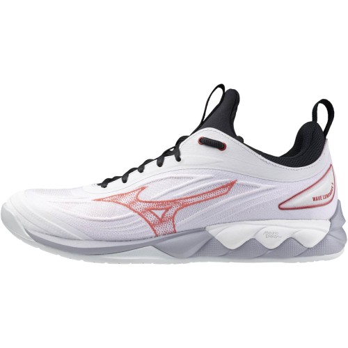 Chaussures Wave Luminous 3 Mizuno Blanche/Rouge | Le spécialiste handball espace-handball.com