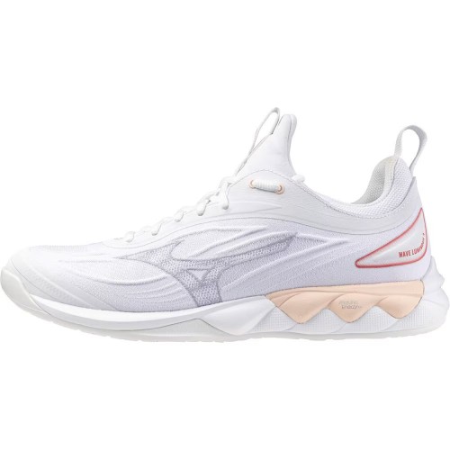 Chaussures Wave Luminous 3 Blanc/Saumon Mizuno Femme | Le spécialiste handball espace-handball.com