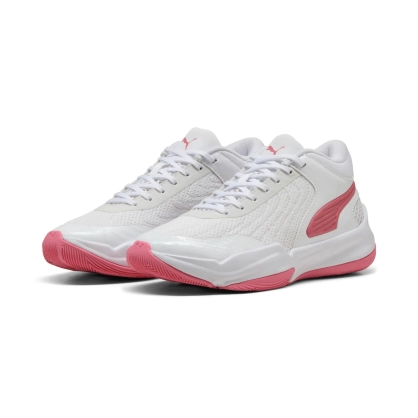 Chaussures Court Pro JR Puma Blanc/Rose - Espace-Handball.com