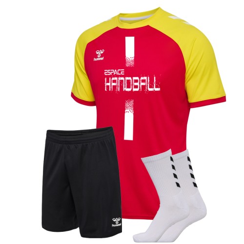 Ensemble League Handball Hummel rouge/jaune - Espace-Handball.com