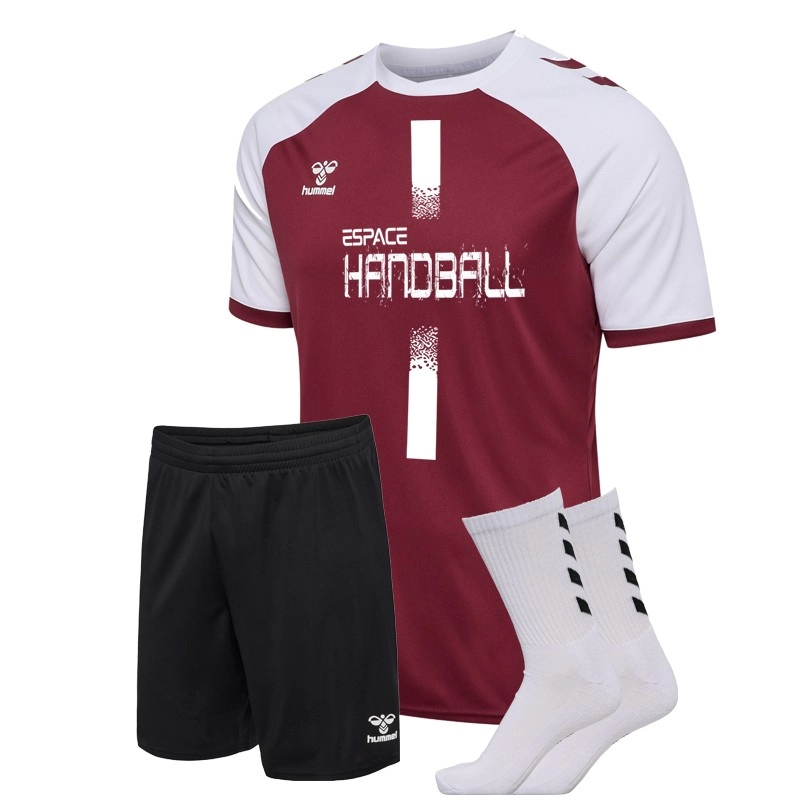 Ensemble League Handball Hummel maroon/blanc