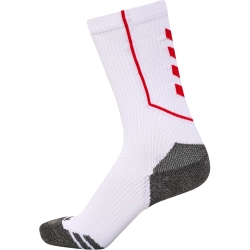 Chaussettes d'entrainement HUMMEL blanches/rouges - LEGÉ HBC - Espace-Handball.com