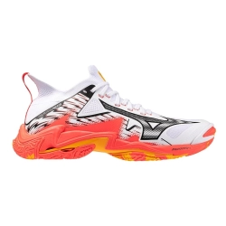 Chaussures Wave Lightning Neo Mizuno blanc/corail/orange - Espace-Handball.com