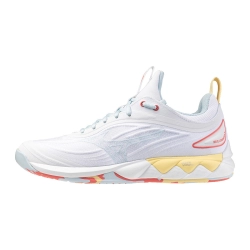 Chaussures Wave Luminous Mizuno Blanc/Corail/Jaune - Espace-Handball.com