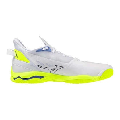 Chaussures Mirage 5 Mizuno Blanc/Jaune Fluo - Espace-Handball.com