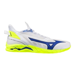 Chaussures Mirage 5 Mizuno Blanc/Jaune Fluo - Espace-Handball.com