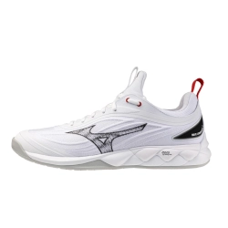Chaussures Wave Luminous 3 Mizuno Blanche/Gris/Rouge - Espace-Handball.com
