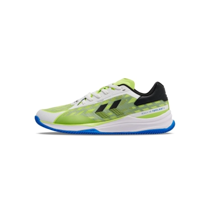 Chaussures HB Topflight Pro Hummel Blanches/Jaune/Bleu - Espace-Handball.com