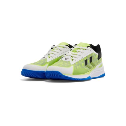 Chaussures HB Topflight Pro Hummel Blanches/Jaune/Bleu - Espace-Handball.com