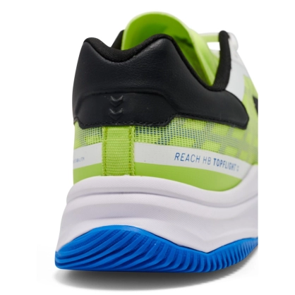 Chaussures HB Topflight Pro Hummel Blanches/Jaune/Bleu - Espace-Handball.com
