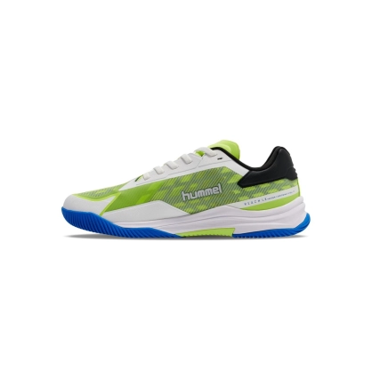 Chaussures HB Topflight Pro Hummel Blanches/Jaune/Bleu - Espace-Handball.com