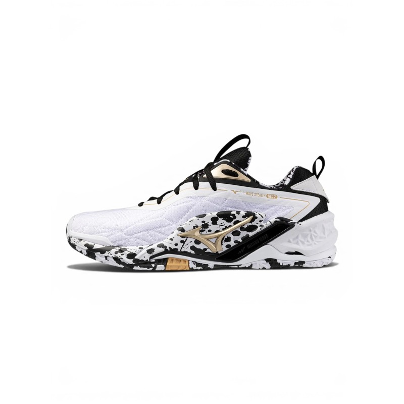 Chaussures Wave Stealth Neo Mizuno Blanc/Or - Espace-Handball.com