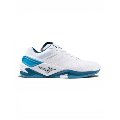 Chaussures Wave Stealth Neo Mizuno Blanc/Bleu - Espace-Handball.com