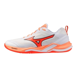 Chaussures Wave Stealth Elite Mizuno Blanc/Saumon - Espace-Handball.com