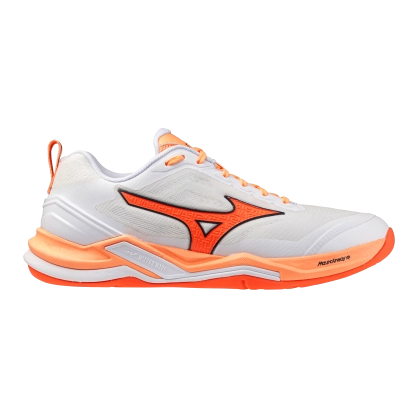 Chaussures Wave Stealth Elite Mizuno Blanc/Saumon - Espace-Handball.com