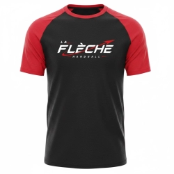 T-shirt coton noir/rouge La Flèche Handball - Espace-Handball.com