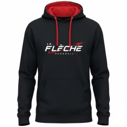 Sweat capuche noir/rouge La Flèche Handball - Espace-Handball.com