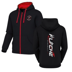 Sweat zip à capuche noir/rouge La Flèche Handball - Espace-Handball.com