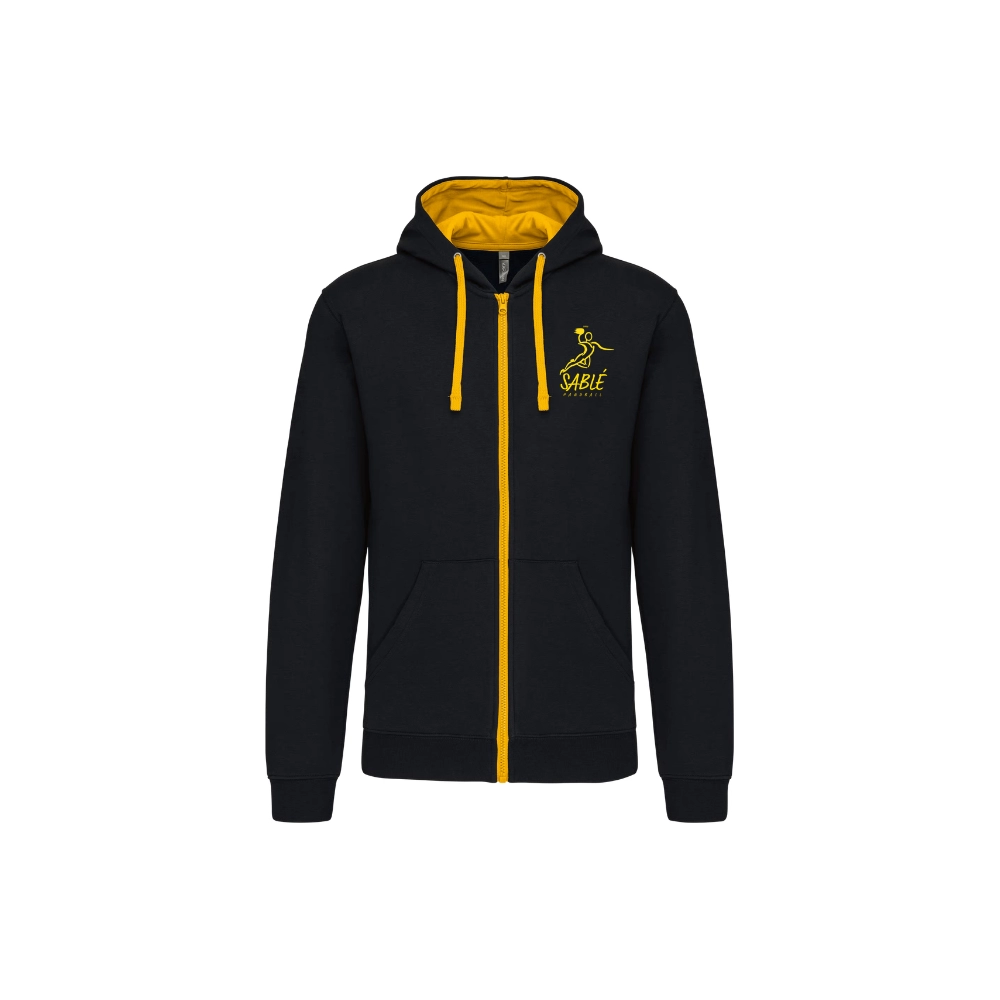 Sweat capuche Noir/Jaune Sablé HB