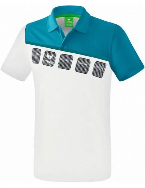 Polo 5-C Handball Erima Blanc/Bleu Ciel - Enfant