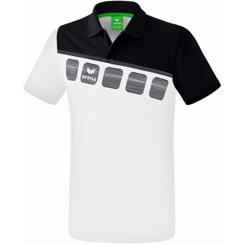 Polo 5-C Handball Erima Blanc/Noir - Enfant