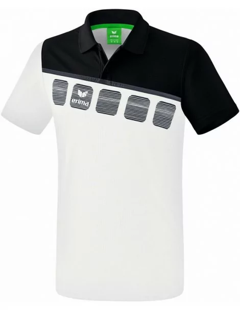 Polo 5-C Handball Erima Blanc/Noir - Enfant