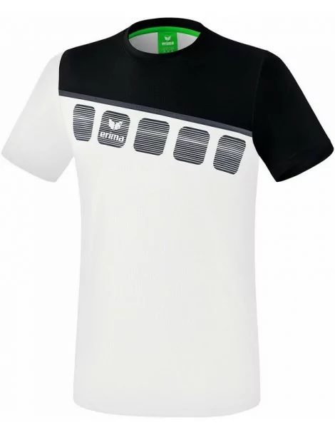 T-Shirt 5-C Handball Erima Blanc/Noir - Adulte